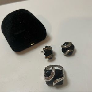 🖤silver black onyx set🖤